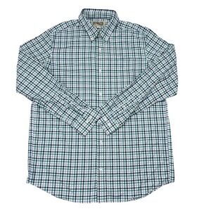 Duluth Trading Co Button Down Shirt Men's Size Large Blue Green Checks Casual